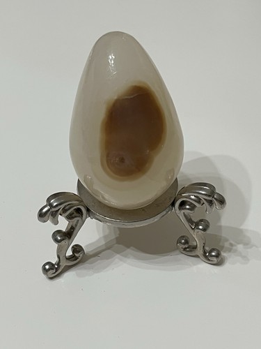 Polished white agate crystal - white,
