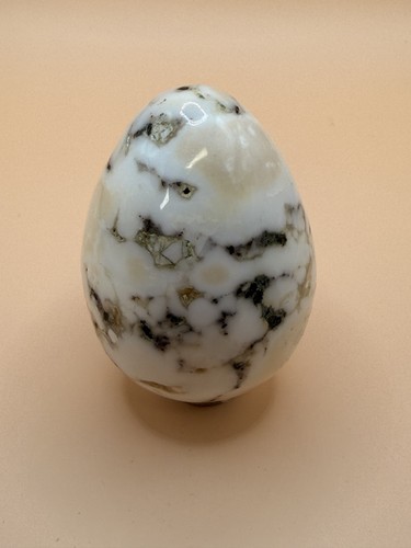 White dendritic agate egg - white,