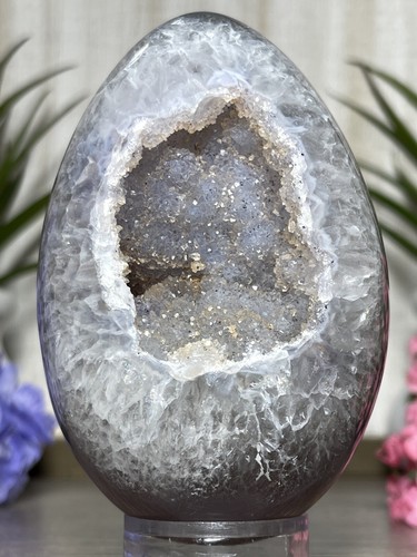 412g druzy agate egg quartz - agate,