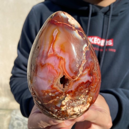 1530g natural red agate - natural, egg